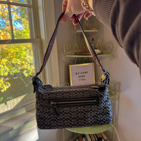 🖤 COACH Signature C Mini Baguette Purse | Y2K Monogram Shoulder Bag 6332 - Picture 1 of 6